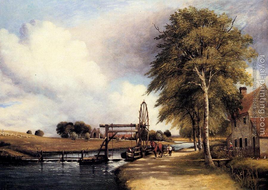 Frederick Waters Watts : The Lock At Santon On The Little Ouse In Norfolk